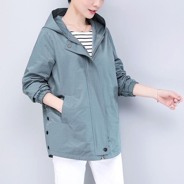 

casual dresses spring autumn trench coat women hooded overcoat korean plus size long sleeve windbreaker female loose outerwear tid, Black;gray