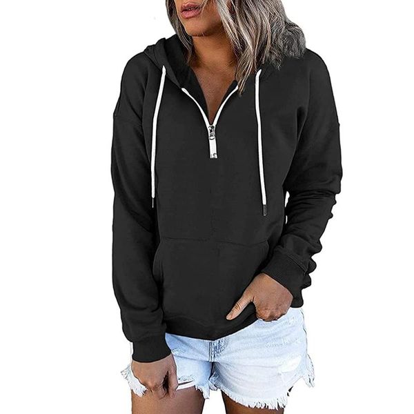 

women's hoodies & sweatshirts autumn winter 2021 fashion women clothes hoodie oversized long sleeve solid color hooded sweatshirt casua, Black