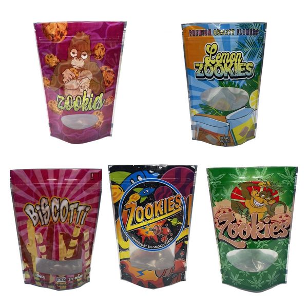

28g zookies series mylar flower packaging bag with clear window smell proof stand up pouch
