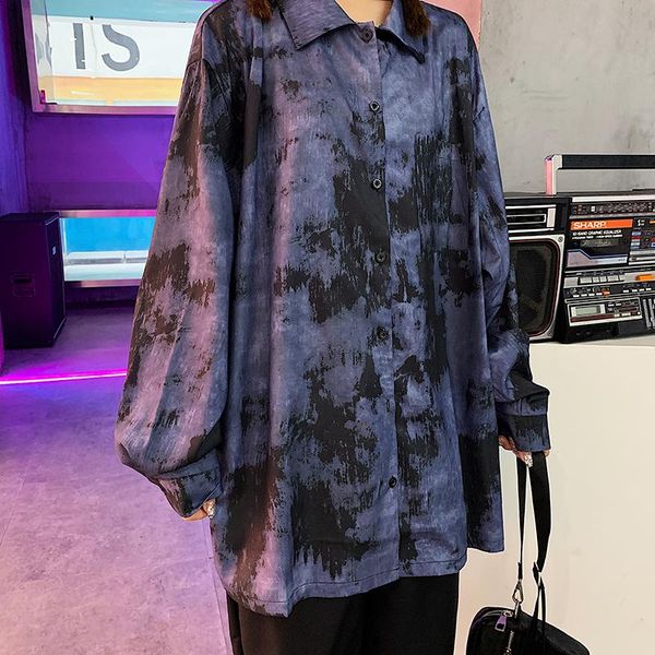 

women's blouses & shirts streetwear style bf womens and turn-down collar button print harajuku korean fashion clothing blusas mujer de, White