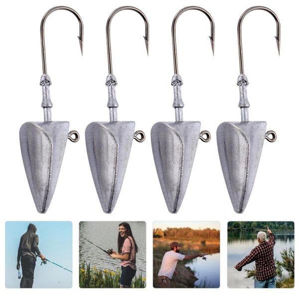 

fishing hooks 2 packs practical lead head fish hook sturdy bait hook(2pcs/pack silver)
