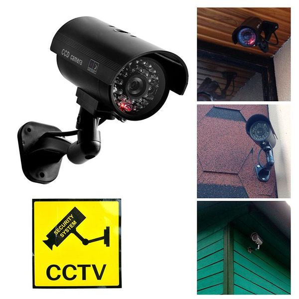 

cameras 2021 home office store security video camera black waterproof dummy fake flashing led light cctv accessories