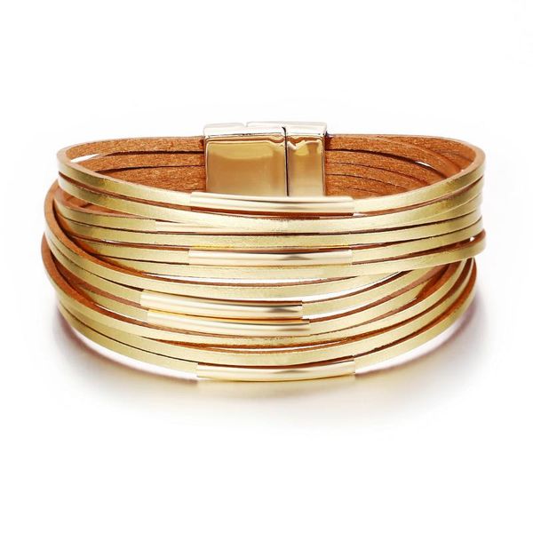 

tennis punk gold leather wristbands for men bracelets handmade wide bangle braided jewelry, Golden;silver