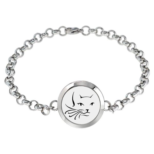 

link, chain wholesales stainless steel 25mm essential oil diffuser locket perfume adjustable heart o shape bracelet bangle 10pads, Black