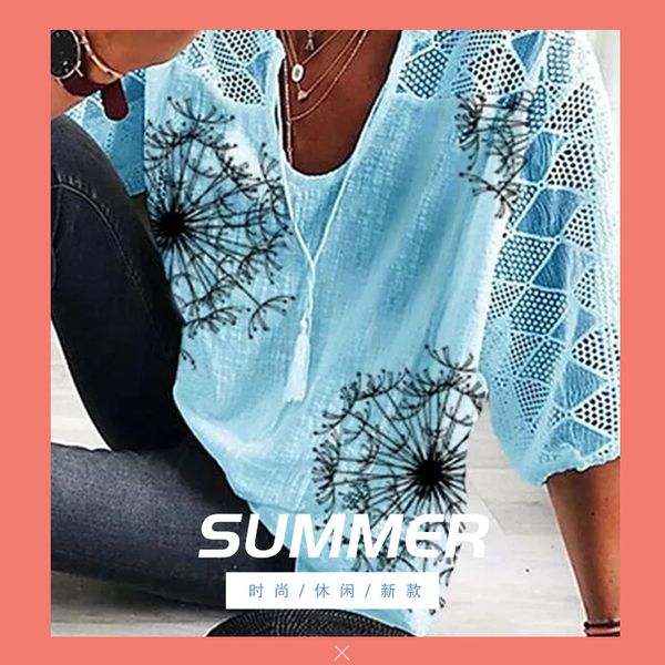 

women's half sleeve casual hollow out shirt korean version, White