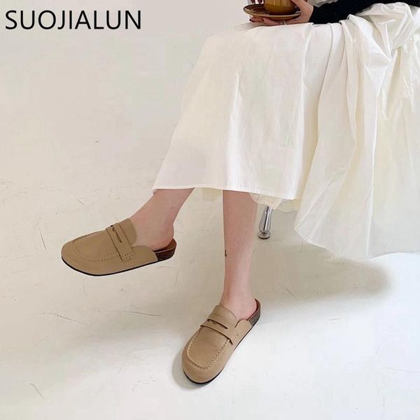 

brand design women slipper 2021 spring slip on round toe mules shoes flat heel casual indoor slides outdoor flip flop slippers, Black