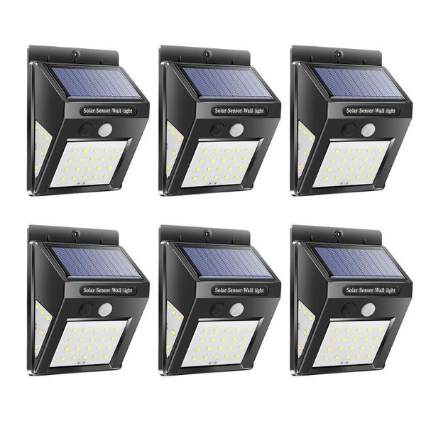 

6pcs 40led solar power wall light motion sensor street lamp yard security lights respect the environment for recycling outdoor lamps