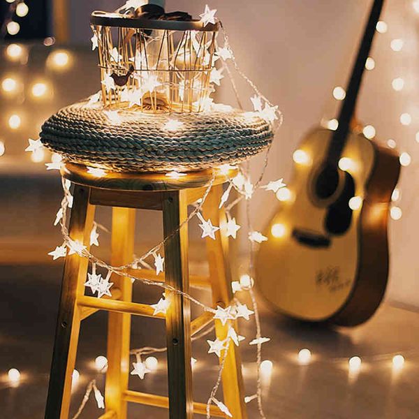 

christmas pentagonal star lights string led flash all over the sky girl heart room decoration net red p