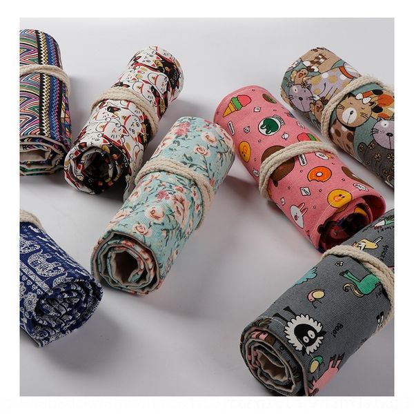 

gow popular art canvas roller curtain box boxcolored 36 48 72 hole case for boys and girls sketch color pencil bags il curtain stationery p