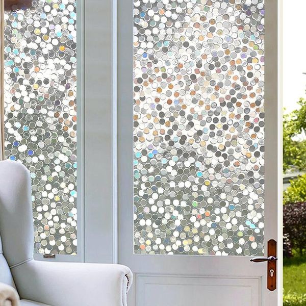 

window stickers 3d clear circle decor stained glass film rainbow effect removable self adhesive sticker static cling