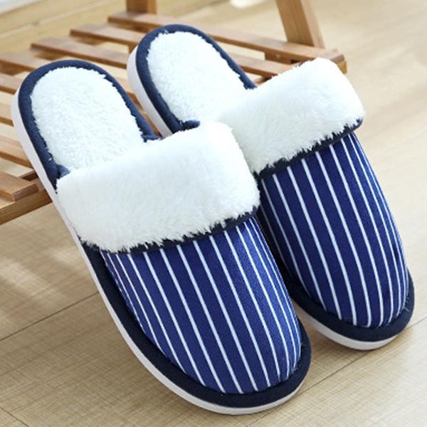 

slippers female plush flanging velvet warm winter striped furry house non slip indoor shoes, Black