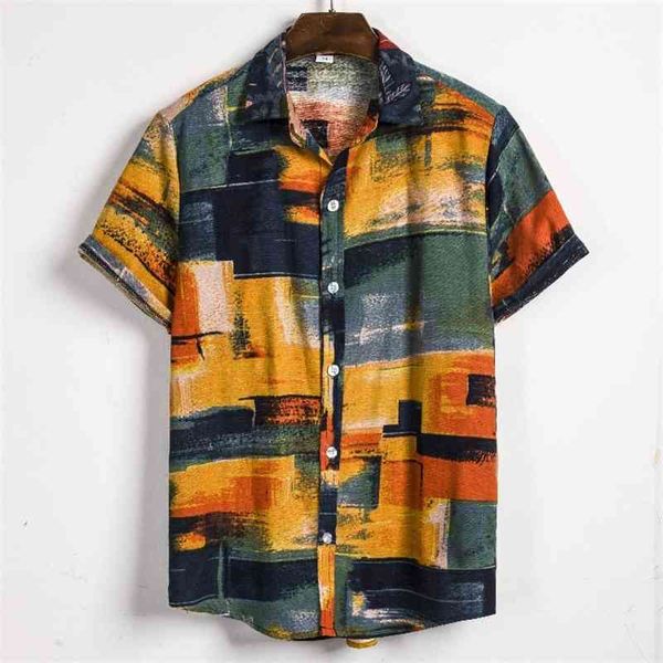 

short sleeve linen shirt floral national style men's casual shirt, White;black