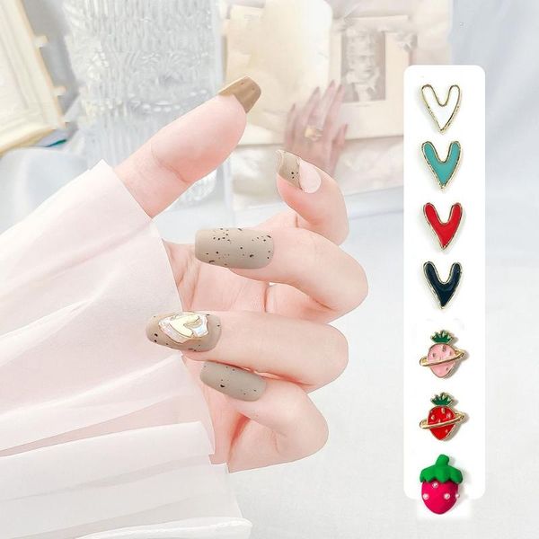 

nail art decorations 3d peach strawberry jewelry summer flowers alloy frosted texture diy decoration accessories, Silver;gold