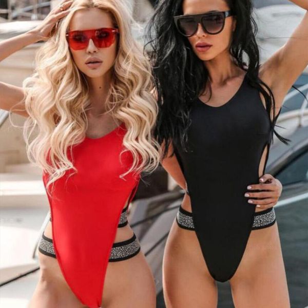 

one piece swimsuit women swimwear solid bodysuit bandage cut out beach wear bathing suit monokini xl one-piece suits