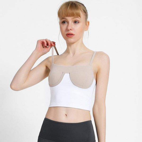 

yoga outfit 2021 sports vest female korean color matching chest wrap fitness sling shockproof quick-drying running dance shirts