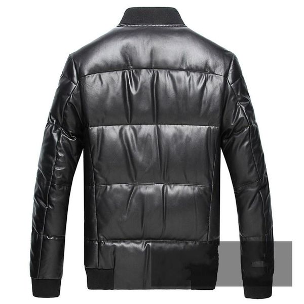 

men's leather & faux thick winter 100% real jacket men stand collar casual sheepskin down coat street warm black bomber plus size 6xl