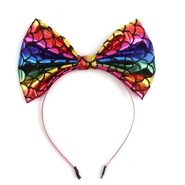

new mermaid scale bow hair band children's accessories, Silver