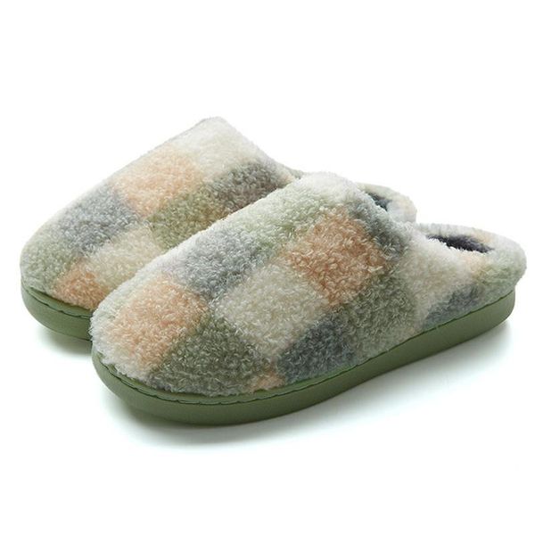 

slippers warm plush flecce fur floor female indoor outdoor cotton non slip fulffy 2021 women shoes winter, Black