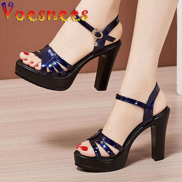 

sandals women's 2021 summer thick sole high heels ladies simple fashion office platform party dress shoes, Black