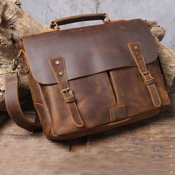 

luufan men's briefcase genuine leather a4 file document handbag male soft cow lapshoulder bag business computer briefcases