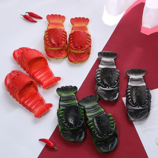 

women slippers shoes summer lobster sandals 2021 non-slip beach family funny, Black