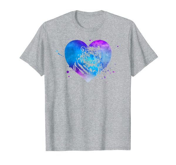 

tiger big cat lover vintage watercolor heart women girl gift t-shirt, White;black