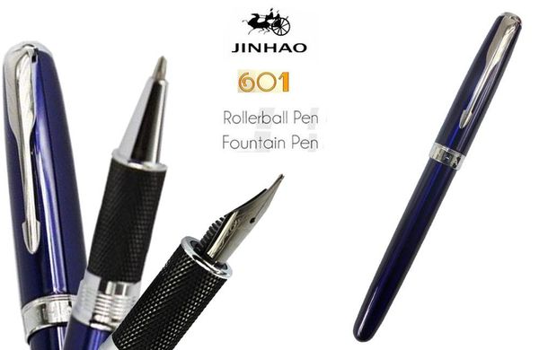

fountain pens pen or roller ball blue color jinhao 601 signature the gifts wholesale 2 pcs/lot -insured