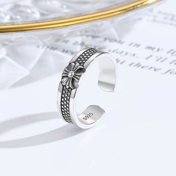 

factory wholesale s925 sterling silver worn-out cross, fashionable ring, personalized punk ring girl hea/rtsch/rome