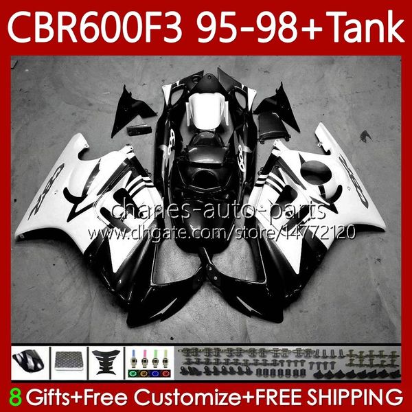 Kit per corpo per Honda Bodywork CBR600F3 600CC 600FS 64NO.198 CBR 600 600F3 95-98 CBR600 F3 FS CC 97 98 95 96 CBR600FS CBR600-F3 BLACK BIANCO 1997 1998 1995 1996 FIRING + TANK