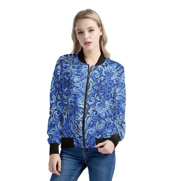 

four seasons windproof women jacket polynesian samoan tribal style customized long sleeve casual plus size coat women's jackets, Black;brown