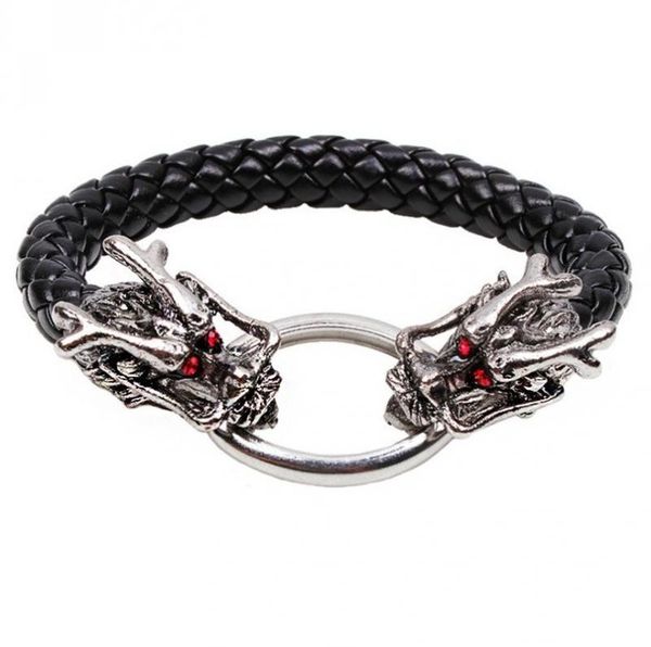 

charm bracelets red eye dragon faux leather bracelet men domineering braided fashion casual accessories, Golden;silver