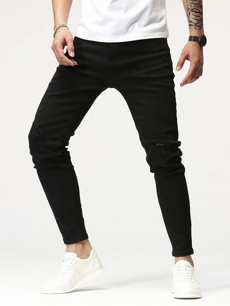 

men ripped skinny jeans s1ch#, Blue