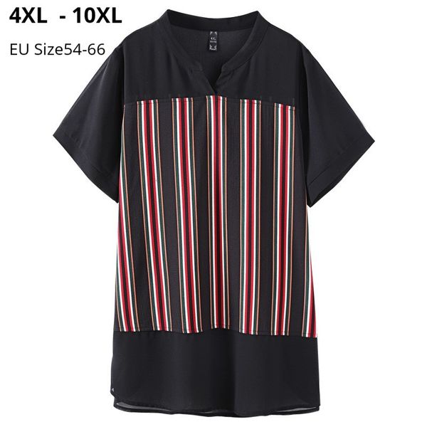 

polo plus size 10xl 9xl 8xl 6xl 4xl women short sleeves summer t shirts elegant striped chiffon ol slim t-shirt for mujers, White