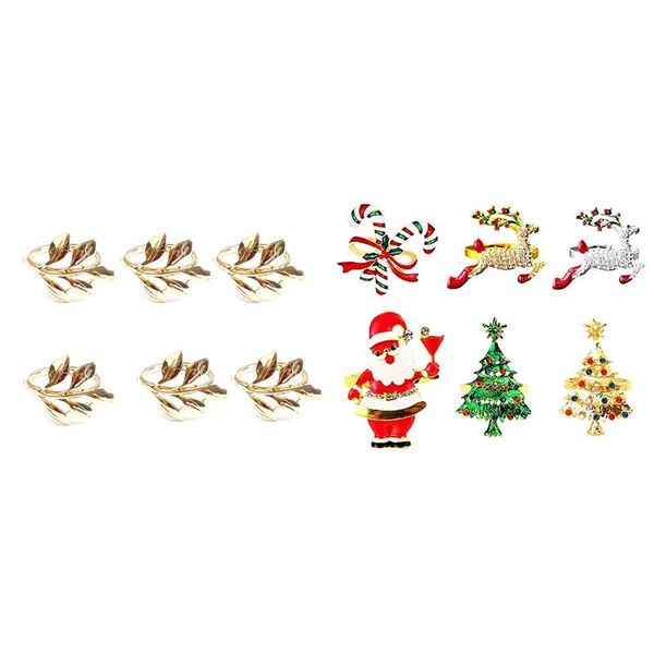 

6pcs fall leaves napkin rings christening bangle metal a & 6 pc christmas tree deer santa bells mixed buckle