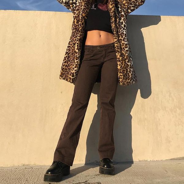 

woman flare jeans middle waist clothes coffee denim clothing streetwear vintage quality 2021 fashion harajuku straight pants women's, Blue