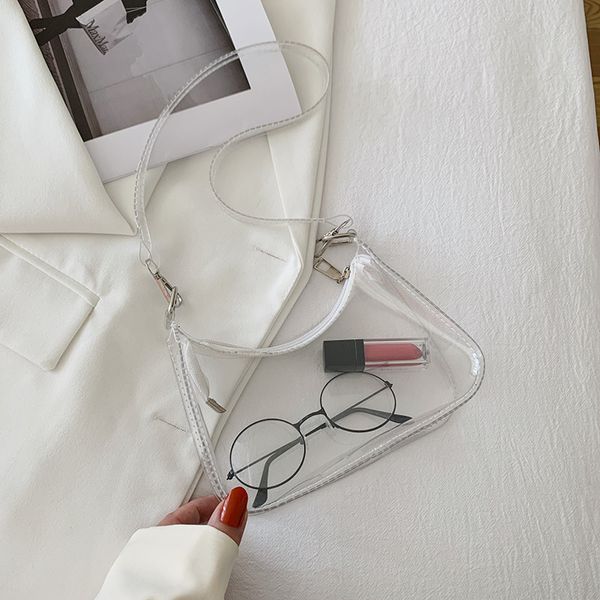 

3pcs stuff sacks women pvc candy color transparent pillow shaped shoulder bags