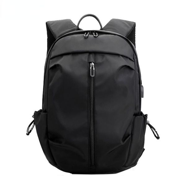 

school bags backpack men nylon waterproof travel bag simple pure color leisure light fitness male sports black gray