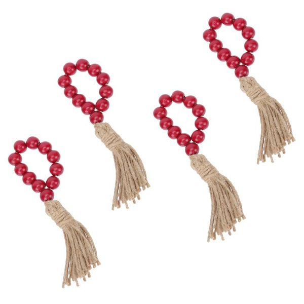 

napkin rings 4pcs home wood beaded decoration wooden bead tassel ring decors