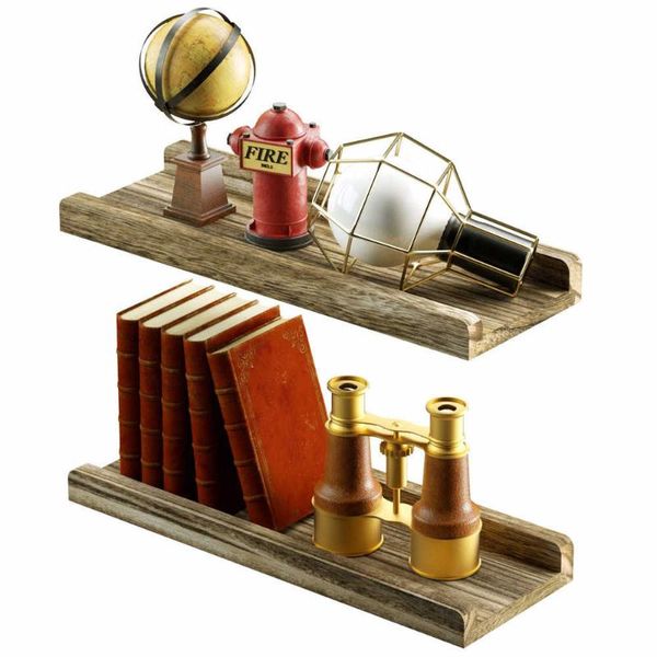 

hooks & rails floating shelves wall mounted set of 2 rustic wood display ledge and bookshelves for bedroom living room bathroom