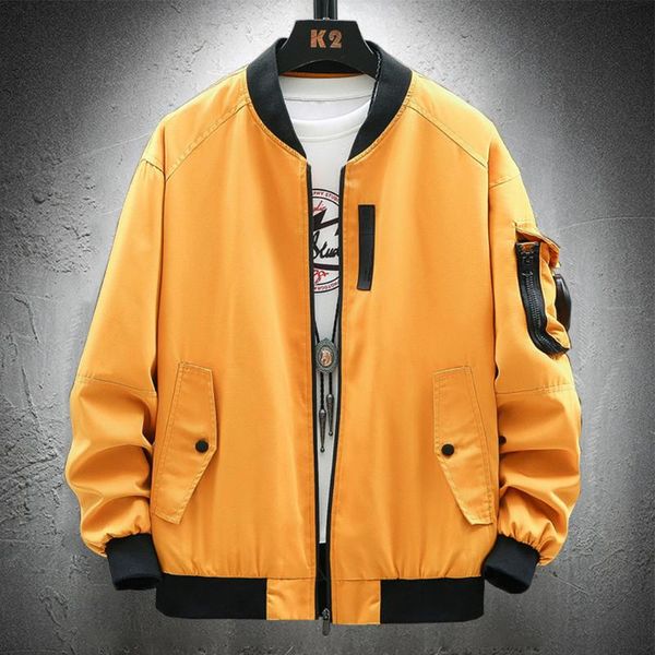 

men's jackets bomber jacket men baseball autumn casual coat streetwear yellow fashion clothing 2021 mens coats trends, Black;brown