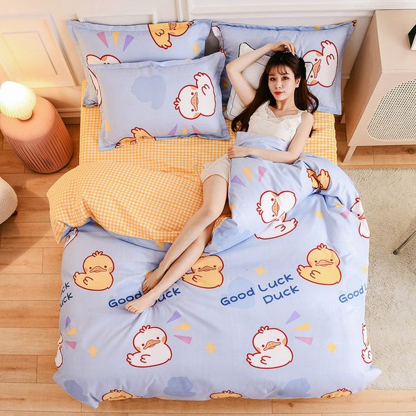

matted four thickened sheet quilt cover student dormitory three piece set of pure cotton spring and summer bedding