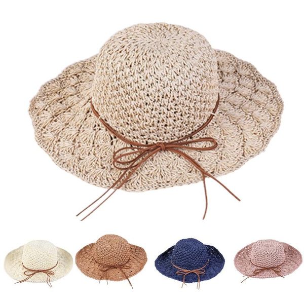 

wide brim hats women straw bow hat breathable fishing outdoor foldable anti-uv elegant beach for hiking camping tourism, Blue;gray