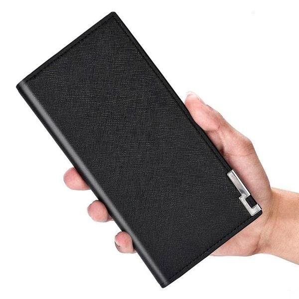 

men's wallet luxury thin card holder purse long clutch bifold pu leather synthetic wallets carteira masculina, Red;black