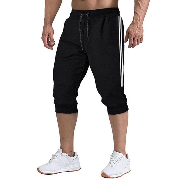 

men's shorts casual summer mens fitness striped male sportswear sweatpants jogger elasticity 3xl loose trousers boardshorts for, White;black