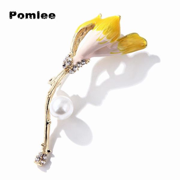 

pins, brooches pomlee yellow tulip flower brooch for women badges fashion bijouterie wedding jewelry broche femme bijoux de lux, Gray