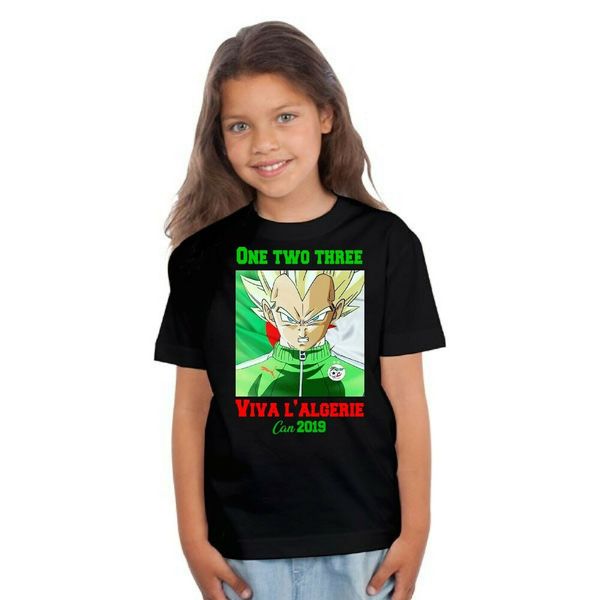 

t-shirt algeria can 2019 vegeta dz fennec fox one, two, three viva ' algeria, White;black