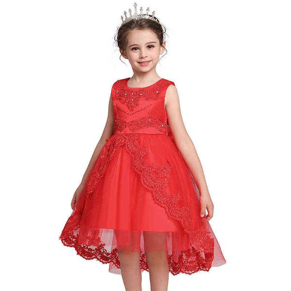 

kids dress for girls costumes wedding birthday new year party tail evening elegant princess summer childrens dress g1215, Red;yellow
