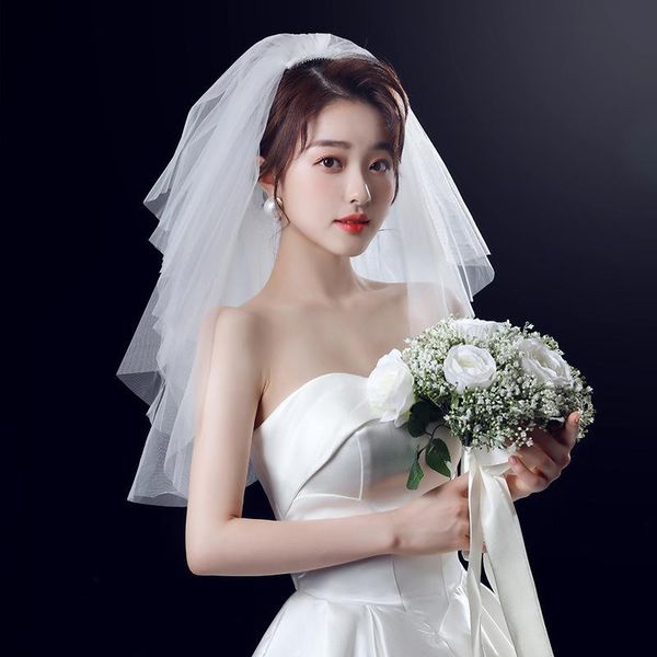 

headpieces tiaras super xian sen bride wedding main dress registration multi-layer veil white, Silver