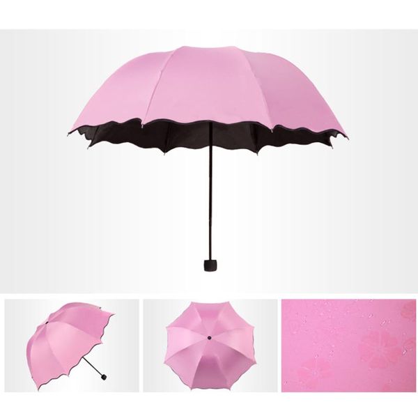 

umbrellas magic flowers dome parasol sun/rain three-folding umbrella for women lady