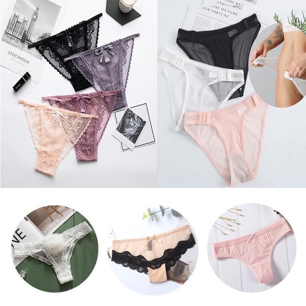

women's panties 2pcs/set for woman underwear lace breathable soft lingerie female briefs panty /cotton underpants, Black;pink